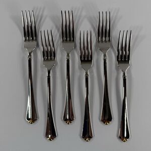 Oneida GOLDEN JUILLIARD Cube Set of 6 Dinner Fork Stainless Flatware FREE SHIP